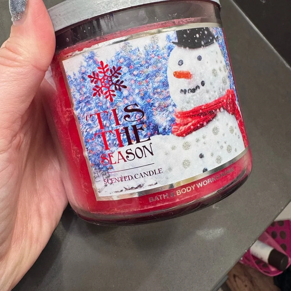 Bath & Body Works Festive Snowman Candle - Red and White